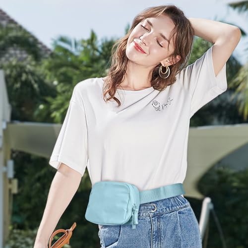 Image of Belt Bag for Women Two-Way Zipper Fanny Pack Crossbody Bags for Women Fashion Waist Packs Cross Body Fanny Pack with Adjustable Strap Gifts for Teen Girls (Icing blue)