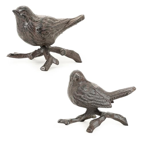 Sungmor-Cast-Iron-Small-Bird-Statues-Set-of-2-Rust-Brown-Bird-with-Branch-Collectible-Figurines-Farmhouse-Home-Garden-Decorative-Bird-Sculpture-Realistic-Indoor-and-Outdoor-Ornaments Sungmor Cast Iron Small Bird Statues Set of 2 Rust Brown Bird with Branch Collectible Figurines Farmhouse Home Garden Decorative Bird Sculpture Realistic Indoor and Outdoor Ornaments