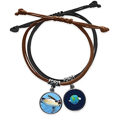 Pulsera de pingüino antártico con cordón resistente y cuero ajustable