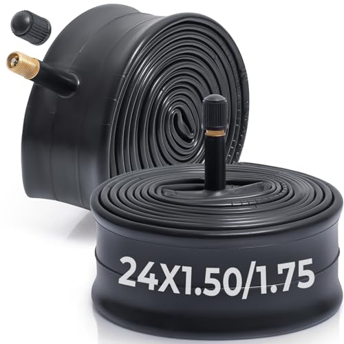 MetersGod 2本,24x1.50/24x1.75 自転車チューブ,24x1.50-1.75 自転車タイヤに対応,米式バルブ32mm,ブチルゴム,適用マウンテンバイク、クロスバイク、シティバイク,MGN031
