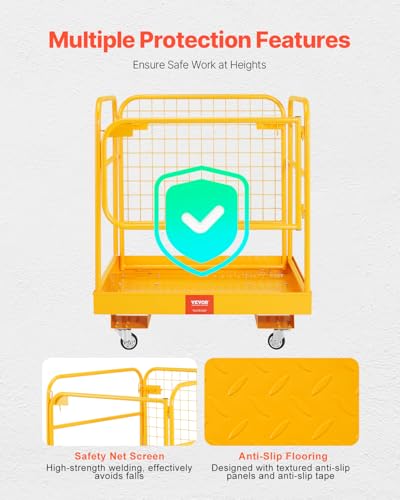 image for VEVOR Forklift Safety Cage, 36 x 36 Inches Foldable Forklift Work Plat