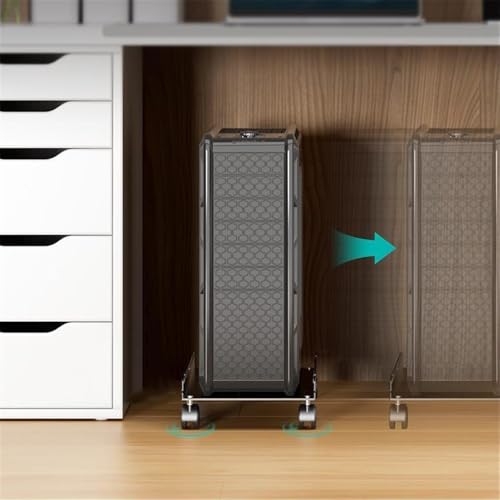 Soporte móvil para torre PC con 4 ruedas giratorias, carrito simple para CPU con 2 ruedas bloqueables, compatible con la mayoría de accesorios para carcasa PC miniatura 7