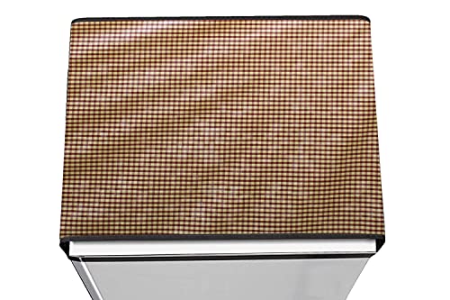 Image of Stylista Refridgerator top Cover Suitable for Samsung RR23C2F24S8 /HL, 215 Liter Fridge, Dimension (WXD) 71x109 CM, Pin Check Pattern Brown