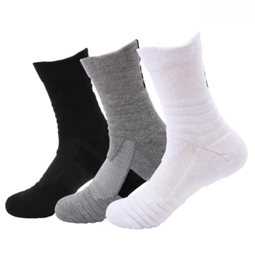 5-Pair Socks for Men Breathable, Moisture Wicking Arch Support Soft & Quick Drying for Running & Fitness. Comfortable & Anti-Blister, White Gray Black Mixed Colors (set of 5 pair)