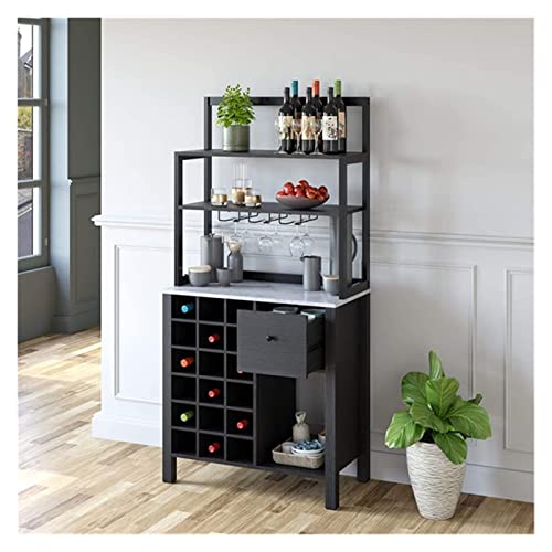 DINGYXIN Weinbar-Regalschrank, Weinbuffet-Schrank mit 18-Flaschen-Regal und Glashalter, Servier-Bartisch mit 3-stufigen Regalen, Schublade und offenem Lager-Weinregal, Weinschrank 6 DINGYXIN Weinbar-Regalschrank, Weinbuffet-Schrank mit 18-Flaschen-Regal und Glashalter, Servier-Bartisch mit 3-stufigen Regalen, Schublade und offenem Lager-Weinregal, Weinschrank