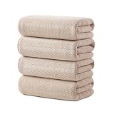 ecolook 4 Pack Microfiber Bath Towels, 31 x 63 inches Extra Large Bath Towel Set, Super Soft Highly Absorbent Bath Towels Set of 4, Quick Dry Lightweight Bathroom Towels for Spa, Pool, Gym, Camel