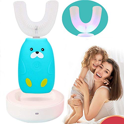 bopopo U-Shaped Kids Automatic Toothbrush,2 Brush Heads of Different Sizes,3-Speed Autobrush Cleaning Mode,Edible