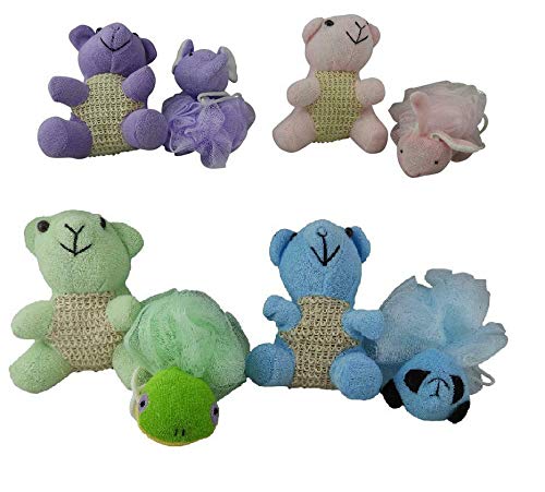 4 Pack Children's Animal Bath Sponge Loofah Random Designs