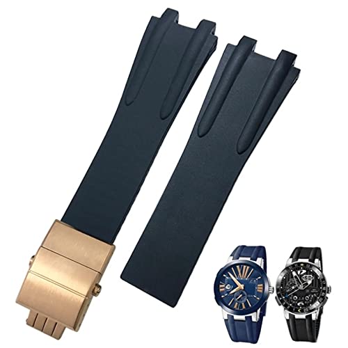 Bracelet montre 26mm acier et caoutchouc style Ulysse Nardin avec boucle deployante