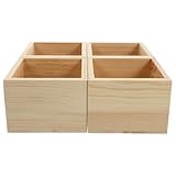 OFFSCH Soporte para Guardar Joyas de Madera Natural 4 Pulgadas Diseño Rural para Collar, Pulsera y Manualidades, Set de 4 Unidades