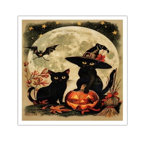 Toile Halloween chats noirs pour décor de salle de classe et salon rustique