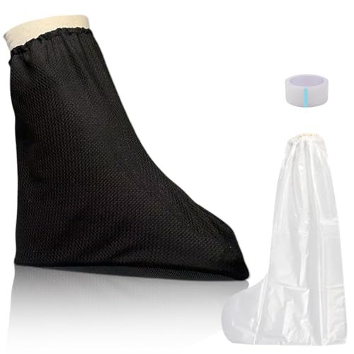 HLIWS 1 pieza Funda Calcetín para Escayola para Pie,Calcetines de Pierna Fundida, Lavable Funda para Puntera Escayola, para Protectores de escayola por Debajo Rodilla Escayola Suave y Agradable(Negro)
