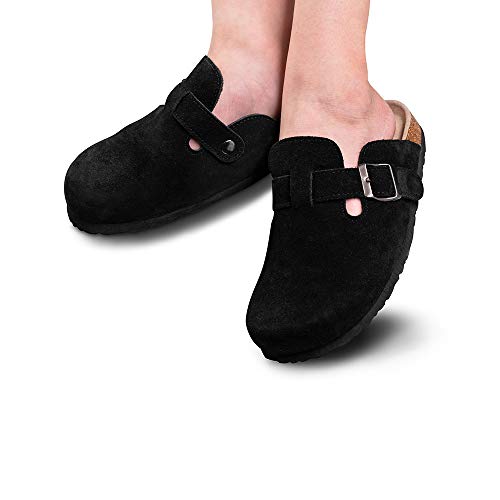 Tf Star Unisex Soft Footbed Clog Cow Suede Leather Clogs, Cork Clogs Shoes For Women Men Tan #TOP6