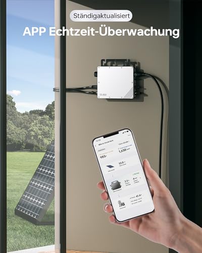 Mikro-Wechselrichter 800W, Solar Wechselrichter MPPT Mikro-Solar-Netzeinspeise, Plug and Play Home Einfache Installation AC Cable WiFi Überwachung mit APP IP67 Wasserdicht