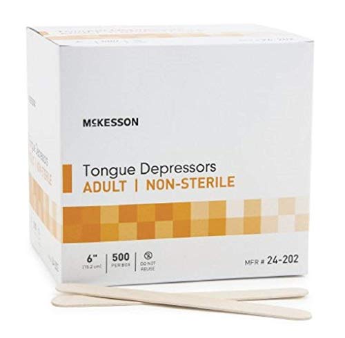McKesson - Tongue Depressor - Senior - 6 Inch Wood - 17.5 mm Wide Blade - 500pcs/Box