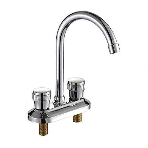 Spüle Mischbatterie 360 ​​Grad drehbarer Auslauf, Küchenarmatur Badezimmer, Einhebel Warm- und Kaltwasser Küchenarmatur Zweiloch Doppelschalter