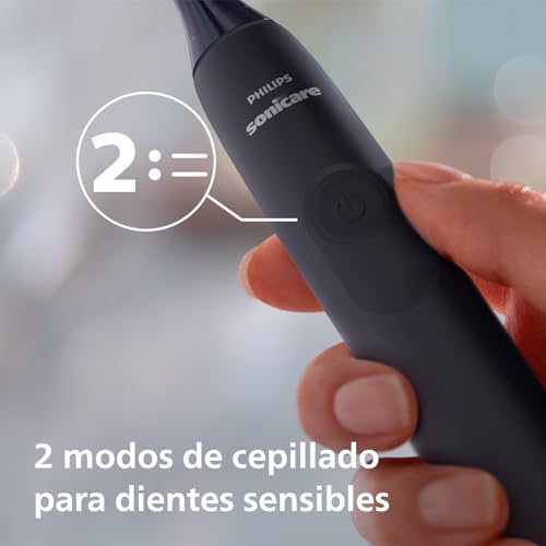 Philips Sonicare 4100 Cepillo dental eléctrico, para adultos, con 1 cabezal de cepillado sónico, W2 Optimal White en negro, estuche de viaje compacto y cargador USB, modelo HX3683/54 - imagen 5