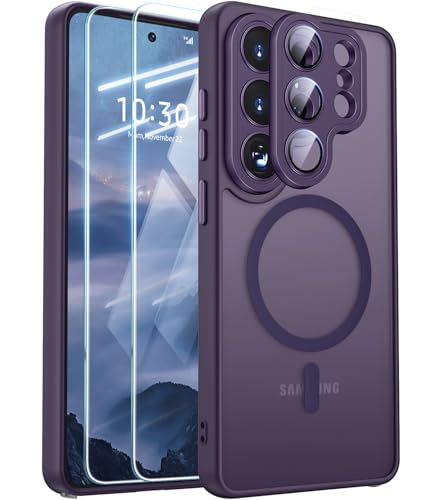 JAME Magnetic for Samsung Galaxy S26 Ultra Case Fits MagSafe 2 Screen Protectors Integrated Camera Lens Protector Shockproof Protection S26 Ultra Phone Case Slim Translucent Matte Cover Purple