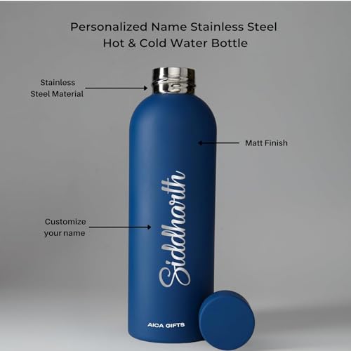 Image of AICA Personalized Name Stainless Steel Water Bottle - 500ml | For Men & Women Girl & Boy | Gifts for Men & Women Girl & Boy| Secret Santa Gifts for Office Staff Man Woman (Royalblue)