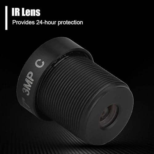 Zerone 2,8mm M12 Überwachungsobjektiv, HD Nachtsicht IR Kameraobjektiv Sicherheitssystem CCTV Objektiv kompatibel mit 1/2 1/2,5 1/3 Zoll CCD CMOS Sensor