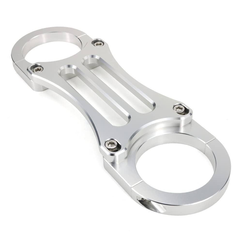 Fit for Honda CB400 CBR600F CBR500R CBF600 CBF500 X11 VFR800 CBR1100XX CB1300 Motorcycle Front Fork Brace CNC Aluminum Bracket Be Applicable(Silver)