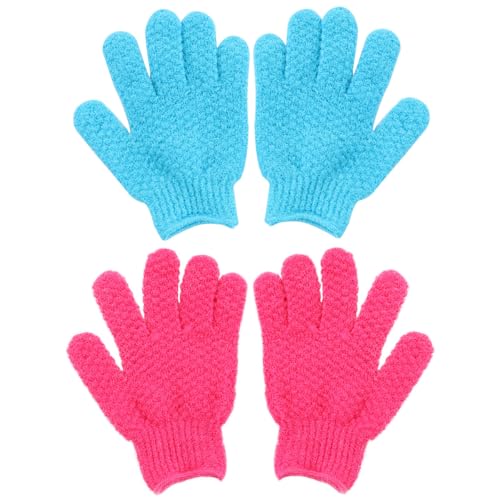 SOESFOUFU Guantes Exfoliantes para Baño y Ducha, 4 Piezas de Poliéster para y Eliminación de Muerta, para Uso Diario en Spa y Cuidado Corporal