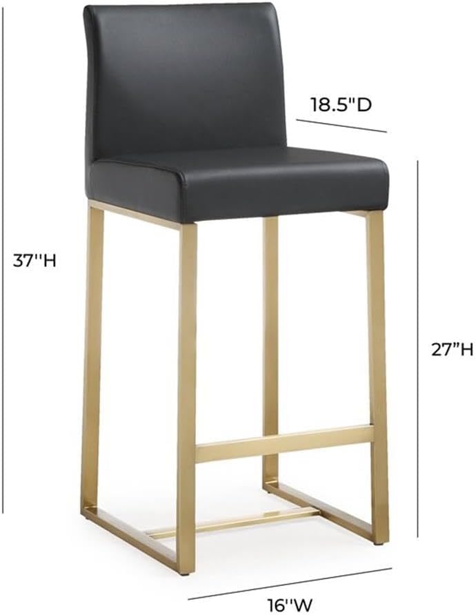 TOV Furniture Denmark Steel Stool, Counter Height, Black
