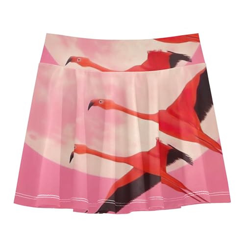 Tennis Skirts for Kids Flamingos Moon Pink Sky Moon Athletic Shorts Girls Skorts Children Flowy Skort 4t