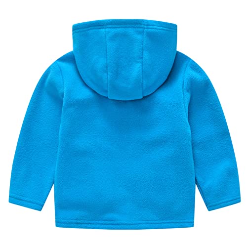 Toddler Kids Fleece Jacket with Hood Lightweight Fuzzy Long Sleeve Zip Coat Winter Warm Outerwear with Pocket2
