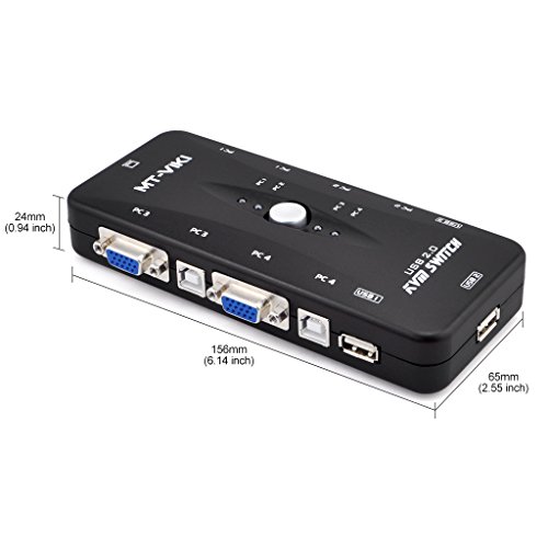 iKKEGOL 4-Port Monitor VGA SVGA USB 2.0 KVM Switch w/4 Cables Mouse Keyboard Video KVM Switch Kit - Thumbnail 7