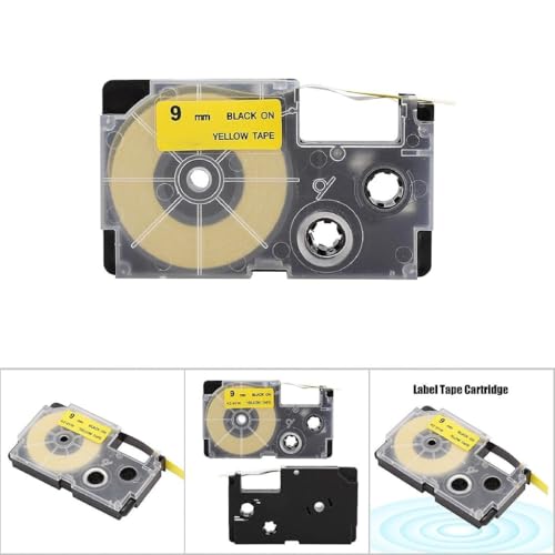 Image of ZIBUYU 9mm Label Tape for Casio Label Printers Yellow with Black Ink | Compatible with KL Series (KL-120, KL-60, KL-820), Waterproof & Fade-Resistant, 1 Roll