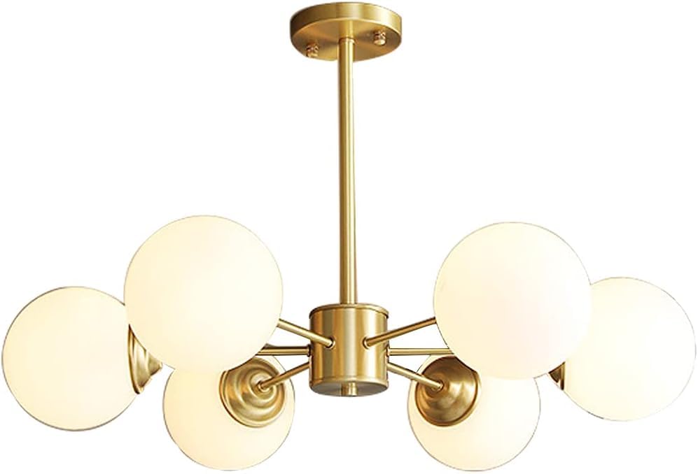 Lustre boule de verre moderne et finitions dorées en laiton haut de gamme
