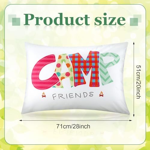 Image of Moukeren Camp Friends Girl Autograph Pillowcase Summer Camp Pillowcase Travel Pillow Case Travel Pillow Cover for Kids Package Stuff Essentials Sleepaway Accessories (Multi Colors,2 Pcs)