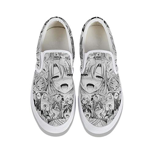 BGETE Mens Designer Ahegao- Canvas Shoes Print Slip-Resistant Sport Shoes