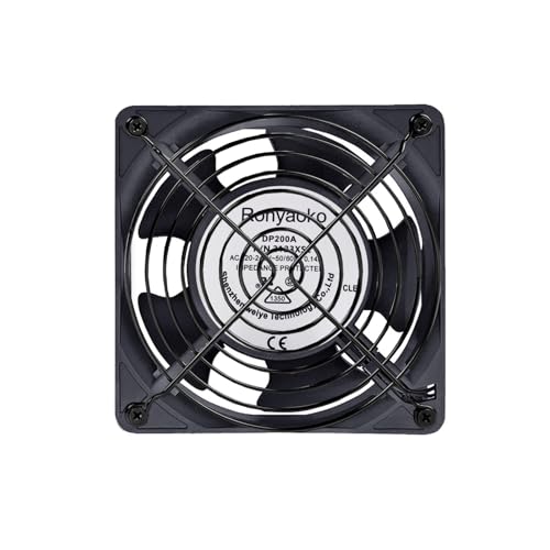 Ronyaoko 120mm Fan High Airflow AC 220V 240V 120 x 38mm Cooling Fan with Metal Protective Mesh Cover 12cm Fans Cooler,for Chassis Sever Cabinet Ventilation