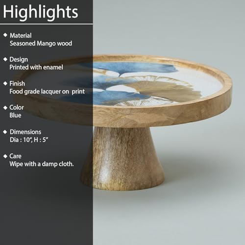 Image of Saaga Wooden Cake Stand | Elegant Dessert Display Stand | Perfect for Parties & Celebrations, Elegant Design| Perfect for Parties, Gatherings - Blue