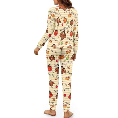 Image of Women's Pajamas Set Soft 2 Piece Loungewear Long Sleeve Pj Set Matching Sleepwear with Pockets for Women Plus Size