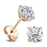 Pendientes de tuerca de moissanita de plata de ley 925 con chapado en oro blanco de 18 quilates, hipoalergénicos, delicados pendientes de tuerca con parte trasera plana, joyería para hombres y mujeres