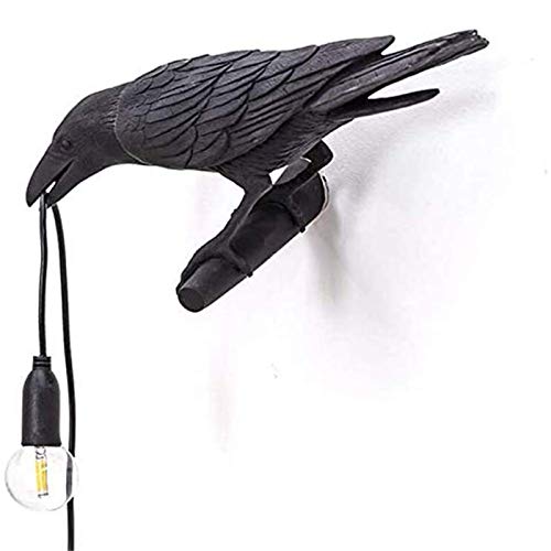 XDJ LED Pájaro Afortunado Resina Lámpara De Cuervo, Diseño Nórdico Único Peculiar Hogar Oficina Decoración Lámpara De Escritorio, Arte De Mordern Cabecera, Sala Lámpara De Pared, Blanco Negro Cover