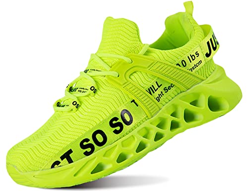 QDCFY Herren Sportschuhe Laufschuhe mit Luftpolster Turnschuhe Profilsohle Sneakers Leichte Schuhe Grün 4EU