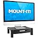Mount-It! Monitor Riser with Drawer | Height Adjustable Monitor Stand with Sliding Three-Row Storage | Riser for Computer Screen, Printer, or Laptop | Black