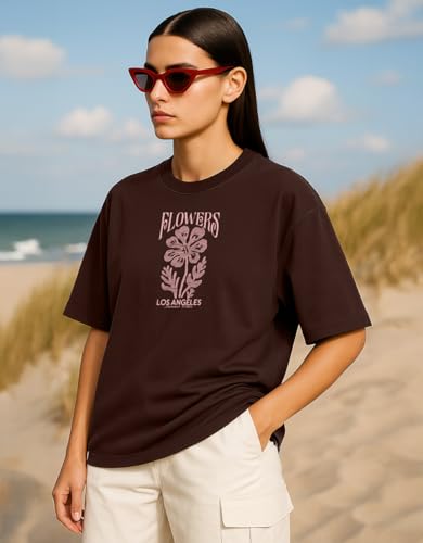 Image of Cotton Blend Oversized Baggy Fit Drop Shoulder Graphic Printed Half Sleeve T-Shirt Combo for Women (Pack of 3) (Sizes: S to 2XL)