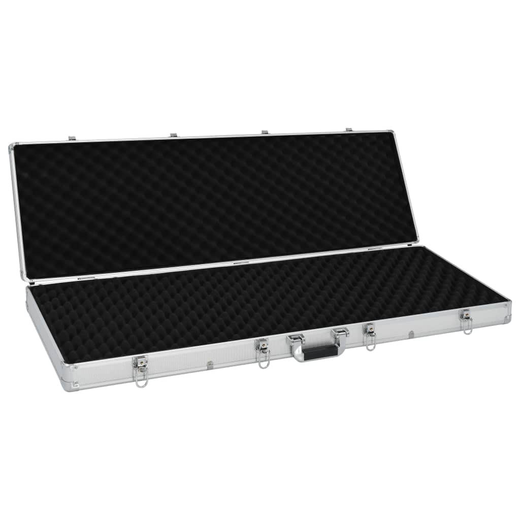 SKM Maletín para Armas de Aluminio Plateado 118x38x12 cm,Adultos,Accesorios para Armas de Fuego,Cuidado y Almacenamiento de Armas de Fuego,Estuches para Armas de Fuego,Plateado,91862