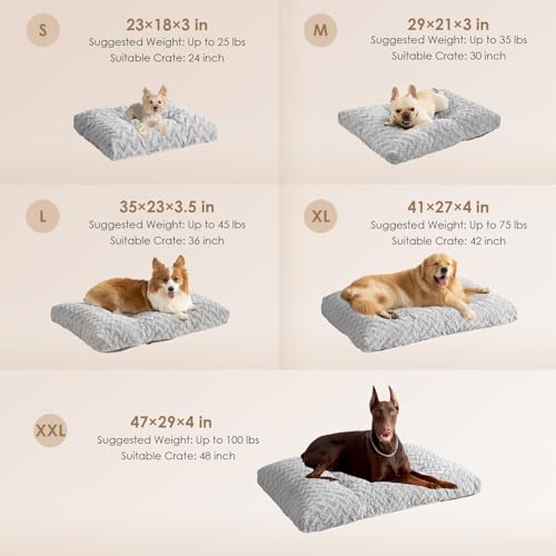 EHEYCIGA Washable Large Dog Bed for Crate 35x23 Inch, Reversible Kennel Pad for Dogs Weight Up to 45 lbs, Plush and Comfy Pet Sleeping Mat, Grey by EHEYCIGA - Image 5