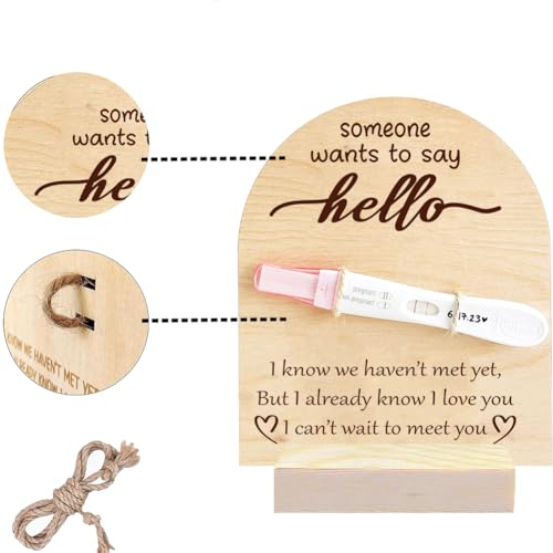 FREEBLOSS Wooden Pregnancy Announcement For Dad Say Hello to Baby Pregnancy Test Keepsake Wooden Sign Baby Surprise Pregnancy Announcement Sign Fun Ways to Announce Pregnancy To Be Gifts - Image 3