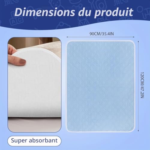 Fefod Alèses De Lit Réutilisables, 2PCS 80 * 120CM Alèse Lavable Adulte, Alèse Protège Matelas Imperméable, Lavable Etanche Lit Pad, Incontinence Matelas Respirant, Absorb Pour Bébé Enfants Adultes – vue 2