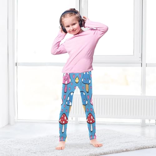 Bolaz Toddler Girls Leggings Printed Yoga Pants Leggings Blue Pink Mushrooms for Kids4