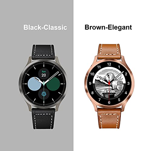 Yeejok Vivoactive 3 Leather Watch Bands For Men Women, 20Mm Quick Release Genuine Leather Straps With Silver Metal Buckle Compatible For Garmin Vivoactive 3 Music/Forerunner 645/245 Smartwatch, 2 Pack #TOP1