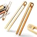 Magnetic Bamboo Toaster Tongs: 100% Natural 8.7" Wood Kitchen Toast Tongs| Eco-Friendly, Space Saving Modern Kitchen Accessory for Home Restaurant | Set of 2