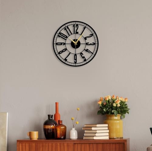 Image of Stylish Metal Wall Clock for Living Room, Bedroom, Office, Kitchen, Home and Hall | Antique Fancy Big Size Modern Wall Watch for Home Decor (DA-79, 50 CM)